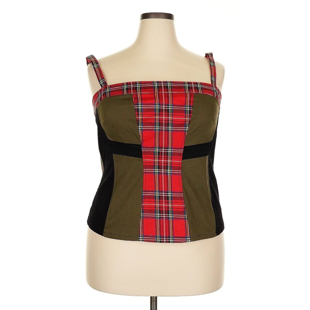 TORRID Plaid Leopard Camo Corset Bustier Top Shirt Y2K GOTH PUNK NEW NWT